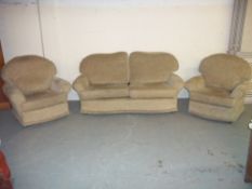 A FABRIC THREE PIECE SUITE