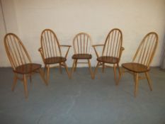 FOUR ERCOL CHAIRS AND ONE EXTRA ERCOL CHAIR (5)
