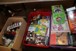 TWO TRAYS OF BOOKS DVDS ETC TO INCLUDE '