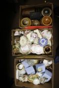 THREE TRAYS OF CERAMICS TO INCLUDE WEDGWOOD