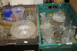 TWO TRAYS OF GLASSWARE