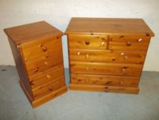 TWO PINE CHESTS OF DRAWERS
