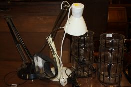 TWO RETRO ANGLE POISE LAMPS AND TWO MORE LAMPS (4)