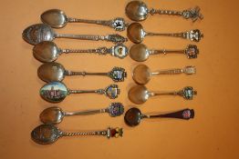 THIRTEEN SILVER SOUVENIR SPOONS - ALL MARKED .800 (APPROX 160 G)