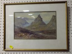 A PAIR OF FRAMED AND GLAZED WATERCOLOURS DEPICTING RURAL COASTAL SCENES