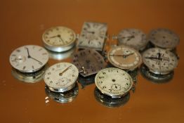 TEN VINTAGE MENS WRISTWATCH MOVEMENTS