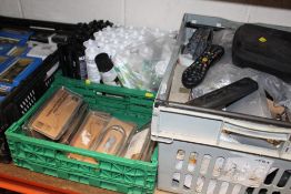 EIGHT TRAYS OF ELECTRICALS ETC TO INCLUDE PLUG SOCKETS' DIMMER SWITCHES' SEALANT ETC