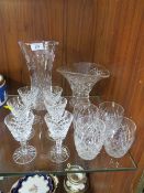 A SET OF 6 WATERFORD CRYSTAL DRINKING GLASSES TOGETHER WITH 4 SIMILAR TUMBLERS AND 2 VASES (12)