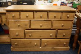 A PINE 13 DRAWER MULTI DRAWER CHEST H-84 CM W-119 CM