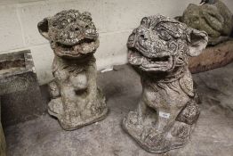 A PAIR OF STONE GARDEN DOGS OF FOE SEATED STATUES H-51CM
