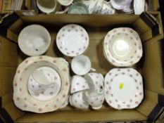 A TRAY OF FLORAL HEATHCOTE CHINA