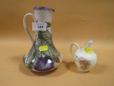 A COBRIDGE STONEWARE JUG TOGETHER WITH A ROYAL WORCESTER BRUSH IVORY JUG