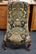 AN ANTIQUE MAHOGANY SLIPPER OCCASIONAL CHAIR