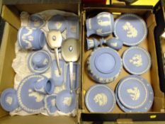 TWO BOXES OF WEDGWOOD BLUE JASPERWARE