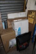 TWO BOXED RADIATORS' SKYLIGHT' ELECTRIC FIRE ETC ( CONTENTS NOT CHECKED )