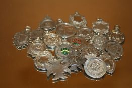 A COLLECTION OF TWENTY SILVER HALLMARKED FOBS