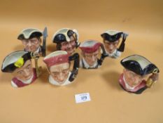 SEVEN ROYAL DOULTON SMALL TOBY JUGS