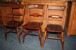 A SET OF THREE TRADITIONAL KITCHEN CHAIRS (3)