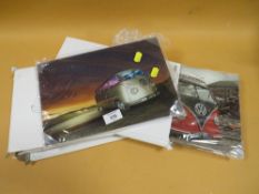 A COLLECTION OF GLASS VOLKSWAGON CAMPER VAN PICTURES