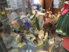 A ROYAL DOULTON SECRET THOUGHTS FIGURE TOGETHER WITH A BESWICK DONKEY & ADDERLEY DOUBLE BUDGERIGAR