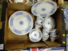 A TRAY OF COALPORT ,REVELRY, PATTERN CHINA TO INCLUDE DINNER PLATES