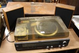 A RETRO PYE STEREO MUSIC SYSTEM AND SPEAKERS