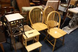 THREE HOOP BACK CHAIRS' TWO STANDARD LAMPS' STEP ETC (10)