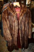 A LADIES VINTAGE REAL FUR COAT