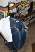 A GOLF BAG PLUS CLUBS TO INCLUDE SPALDING' PING CFS CLUBS AND A PAIR OF FOOTJOY GOLF SHOES ETC