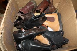 A LARGE BOX OF LADIES UNBOXED BOOTS ETC