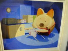 A.J. CALLAN - A MODERN FRAMED AND GLAZED NOVELTY SIGNED LIMITED EDITION PRINT ENTITLED ,MONEY