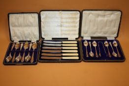 THREE CASED SETS OF FLATWARE