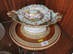 A DUBARRY FRENCH ENAMEL EGG SHAPED LIDDED TRINKET BOX' TOGETHER WITH A HEAVILY INLAID CHARGER AND