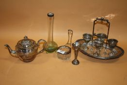A COLLECTION OF METALWARE TO INC HALLMARKED SILVER BANDED PRESERVE POT (5)