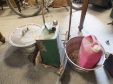 A VINTAGE PRATTS JERRY CAN' JAM PAN' COOKING POT ETC.