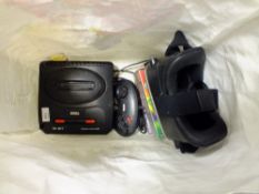A SEGA MEGA DRIVE II WITH ONE CONTROLLER AND FOUR GAMES