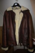 A VINTAGE STYLE REAL LEATHER AND SHEEPSKIN FLYING JACKET - SIZE M