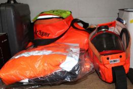 TWO EMERGENCY ESCAPE BREATHING DEVICES A/F TOW XL HIGH VIS JACKETS