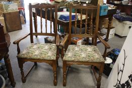A PAIR OF OAK OLD CHARM ARMCHAIRS