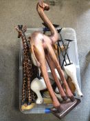A TRAY OF MODERN WOODEN ANIMAL FIGURES