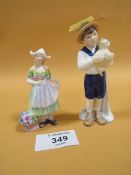 A SMALL ROYAL DOULTON SPECIAL FRIEND FIGURE TOGETHER WITH A MINITUARE COALPORT FIGURE