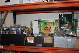 TWO FENCE SPRAYERS' A TRAY OF FURNITURE HANDLES TOYS ETC`