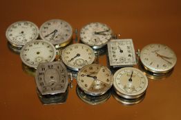 TEN VINTAGE MENS WRISTWATCH MOVEMENTS