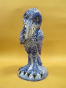 A KEVIN FRANCIS BLUE FLAMBE ,WHISPERER, GROTESQUE BIRD FIGURE