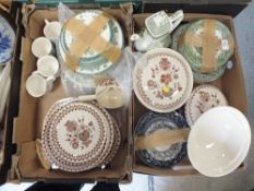 TWO TRAYS OF ASSORTED VINTAGE CHINA TO INCLUDE JOHNSON BROS ,OLD GRANITE,