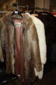 A SELECTION OF VINTAGE AND FAUX FUR JACKETS' TO INC TWO CONEY FUR COATS AND A VINTAGE C&A FAUX FUR