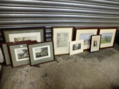 A COLLECTION OF ASSORTED ENGRAVINGS' ETCHINGS ETC. TO INCLUDE A PENCIL DRAWING OF ,THE BOTTLE LODGE'