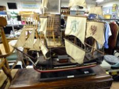 A VINTAGE SHIP ,SPANISH VESSEL, MODEL SHIP ON STAND