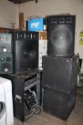 A SELECTION OF DJ EQUIPMENT' SPEAKERS TO INCLUDE KAM EXAMPLES