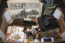 A BOX OF COLLECTABLES TO INC LIGHTERS' POLAROID CAMERA ETC